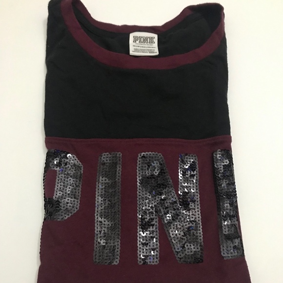 Pink Victoria’s Secrets Women’s Tee/Top Size XS Red Wine /Black Color - Picture 8 of 13